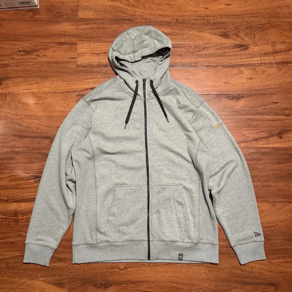 New‎ Era Mens Shadow Grey Heather Tri-Blend Fleece Full Zip Hoodie 2XL